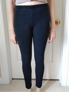 Women's Black Stretch Ponte Leggings with Elastic Waist